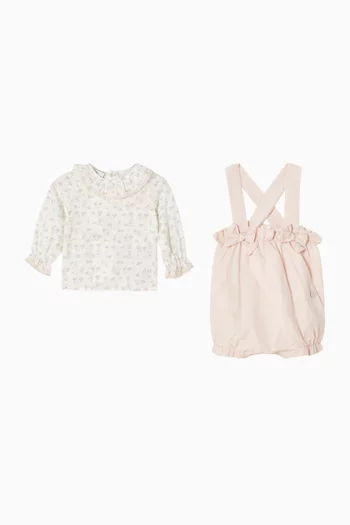 Dungarees & Blouse Set in Cotton