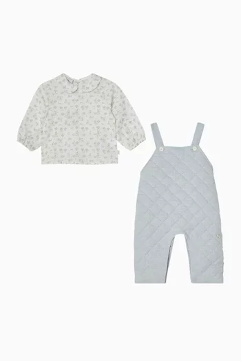 Woven Blouse & Overall Set