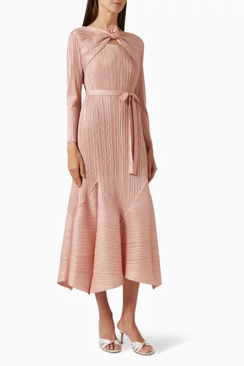 Rose Applique Belted Dress