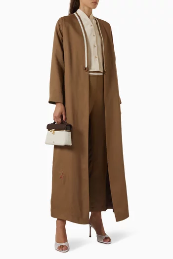 Contrast-trim Abaya in Viscose