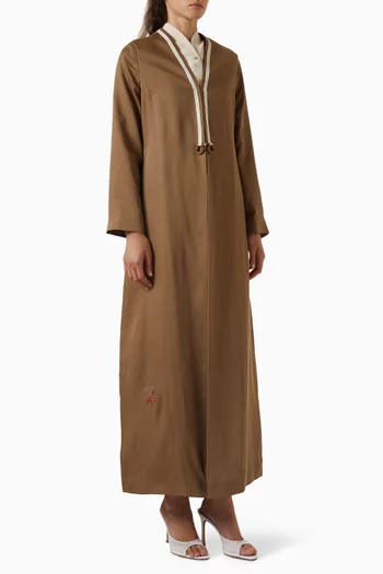 Contrast-trim Abaya in Viscose