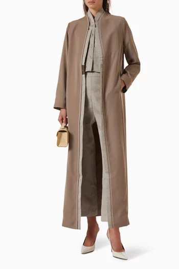 Contrast-panel Embroidered Abaya