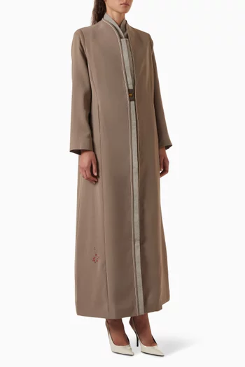 Contrast-panel Embroidered Abaya