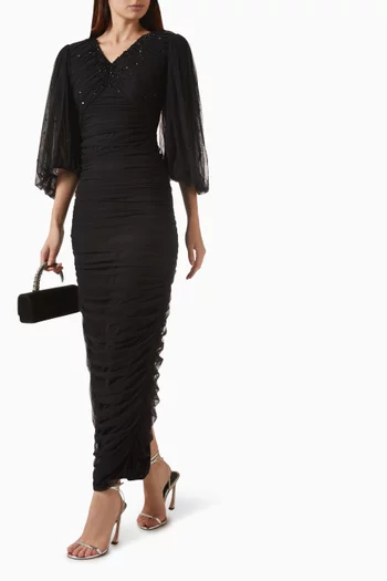 Gathered Maxi Dress in Tulle