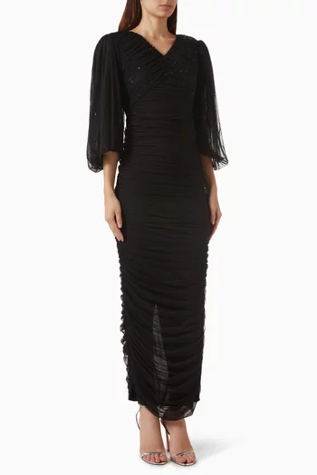 Gathered Maxi Dress in Tulle