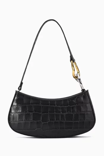 Small Ollie Shoulder Bag in Croc-embossed Leather