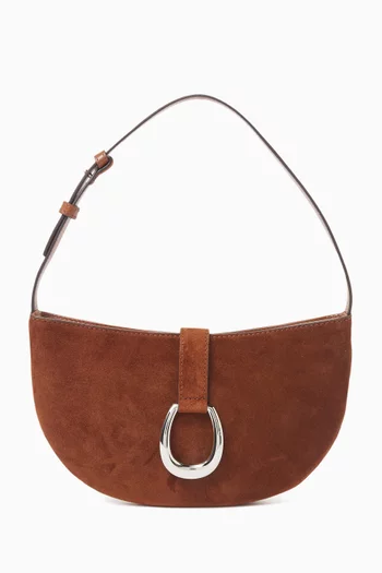 Harlow Crescent Shoulder Bag in Suede