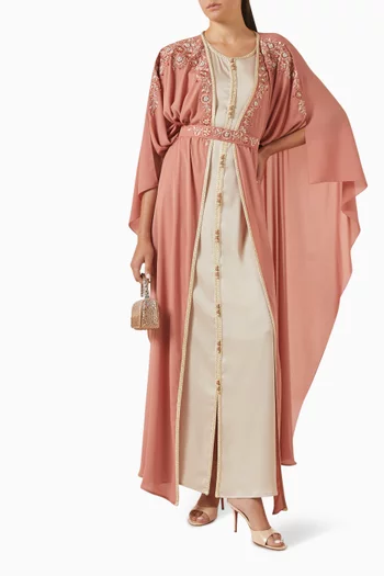 Bead-embellished Cape Dress
