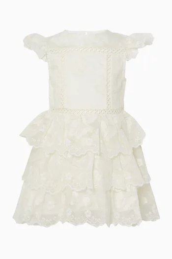Alisha Frill Embroidered Dress