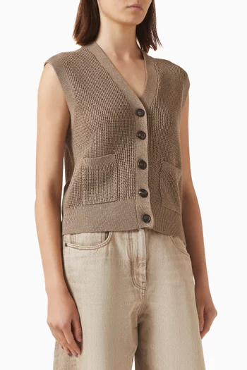 V-neck Cardigan in Cotton-knit