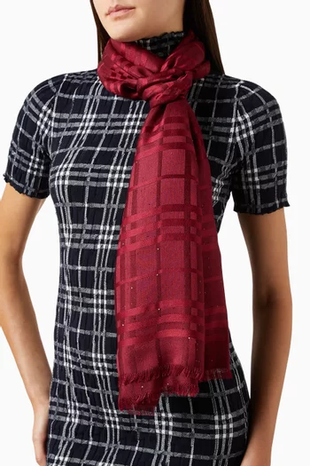 Check Micro-sequin Scarf in Silk-cashmere
