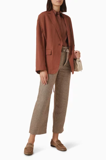 Fluid Twill Belted Blazer in Linen-blend