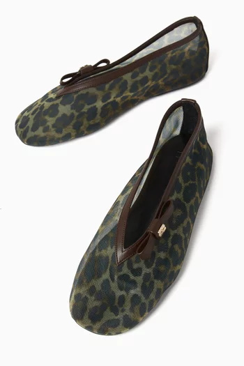 Jenny Leopard Ballerinas in Mesh
