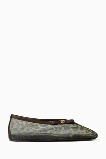 Jenny Leopard Ballerinas in Mesh