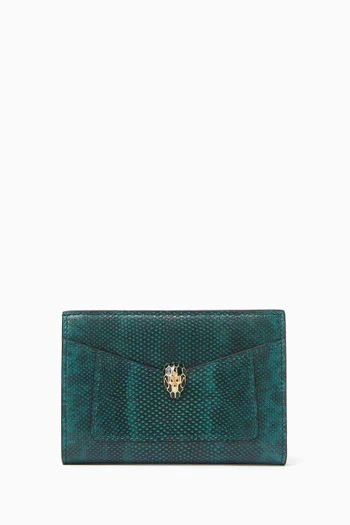 Serpenti Forever Bi-fold Card Holder in Karung Leather