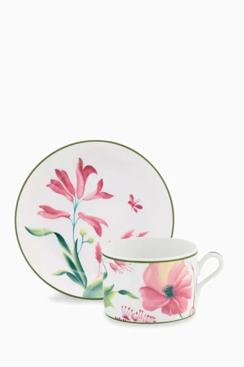 Florenza Impero Tea Cup & Saucer in Porcelain, Set of 2