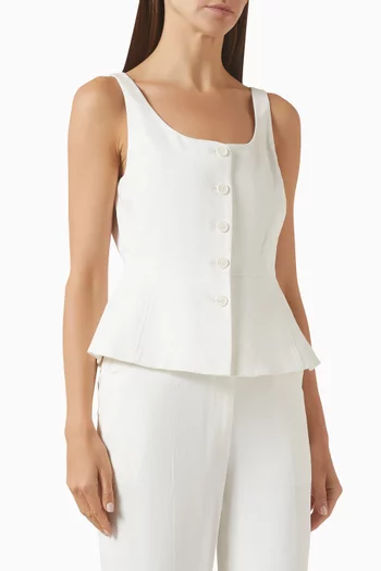 Peplum Vest in Linen-blend