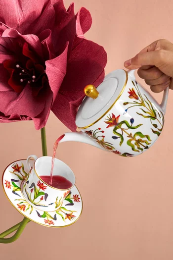 Grand Tour Tea Cups & Saucers in Porcelain, Set of 2