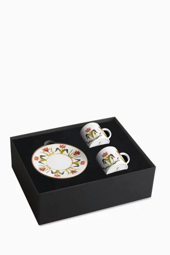 Grand Tour Espresso Cups & Saucers in Porcelain, Set of 2