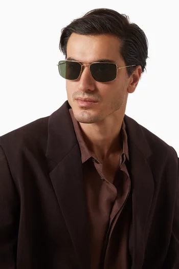 Square Frame Sunglasses in Gold-tone Metal