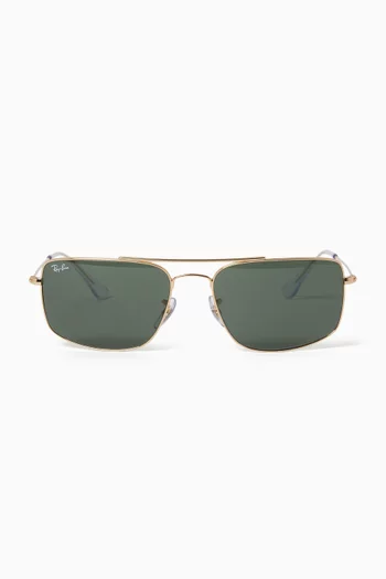 Square Frame Sunglasses in Gold-tone Metal