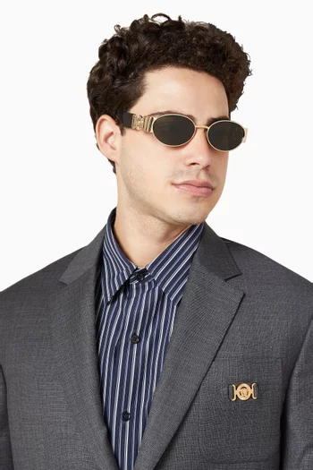 Medusa Oval Sunglasses in Gold-tone Metal