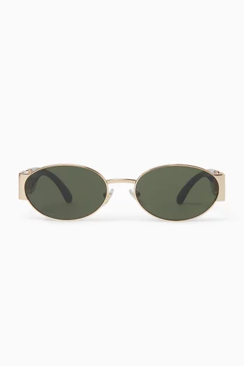Medusa Oval Sunglasses in Gold-tone Metal