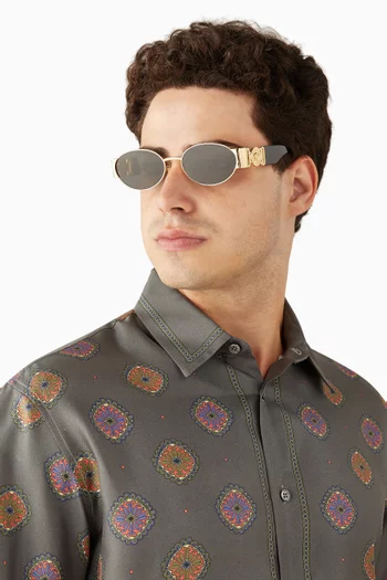 Medusa Oval Sunglasses in Gold-tone Metal