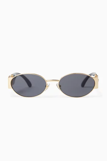 Medusa Oval Sunglasses in Gold-tone Metal