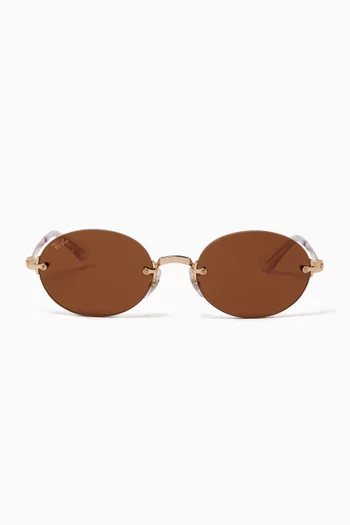 x A$AP Rocky Oval Sunglasses in Gold-tone Metal