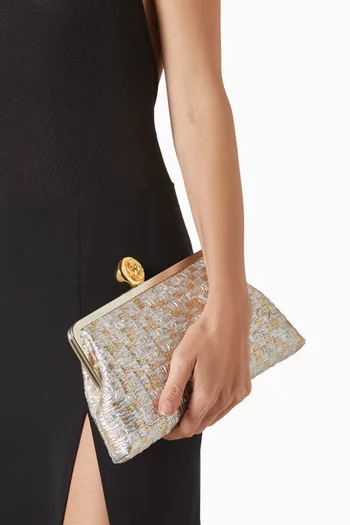 Small Lamé Square Classic Clutch