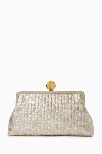 Small Lamé Square Classic Clutch