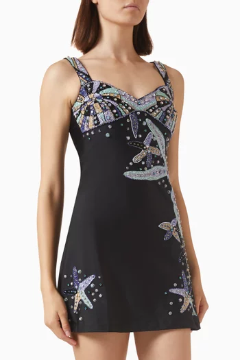 Crescent Shell Beaded Mini Dress