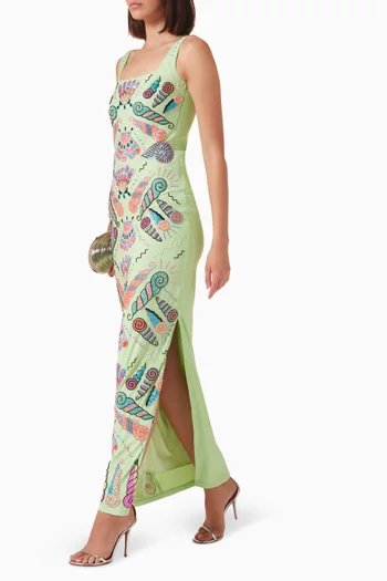 x Zandra Rhodes Dream Shell Beaded Maxi Dress