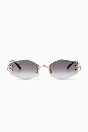 Irregular Rimless Sunglasses in Metal