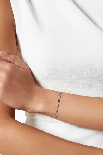Tennis Crystal Bracelet in Rhodium-plated Sterling Silver