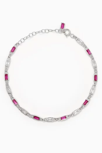 Tennis Crystal Bracelet in Rhodium-plated Sterling Silver
