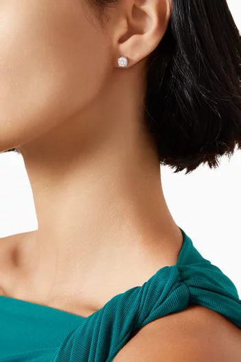 Small Crystal Stud Earrings in Rhodium-plated Sterling Silver