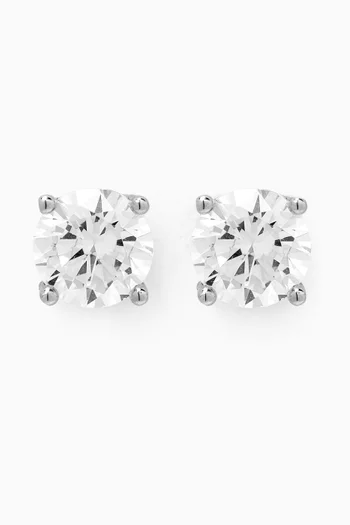 Small Crystal Stud Earrings in Rhodium-plated Sterling Silver