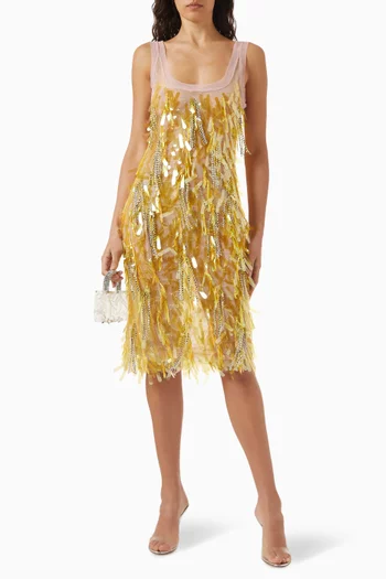 Shani Embellished Midi Dress in Tulle