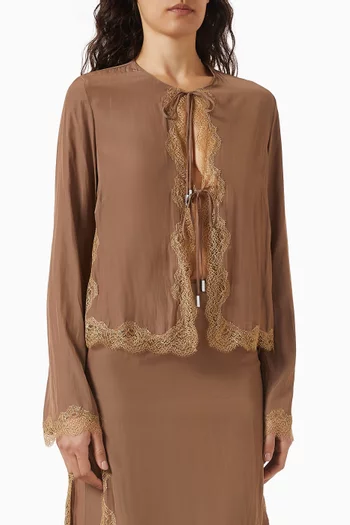 Filipa Lace Cardigan in Satin