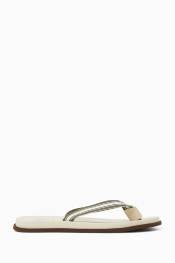 Striped Flip Flop Sandals in Cotton & Rubber