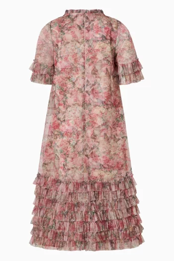 Printed Floral Dress in Mesh