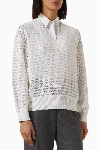 V-neck Sweater in Linen