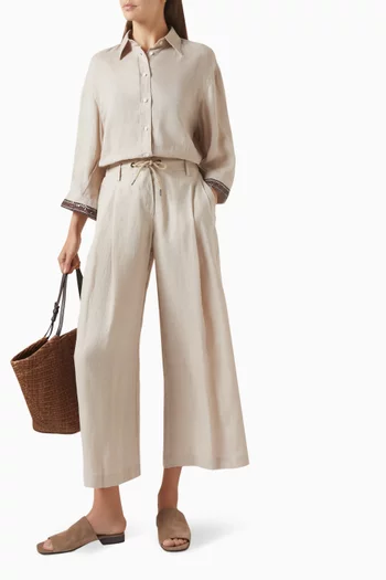 Monili Drawstring Pants in Linen