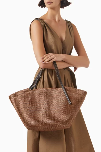 Large Pannier Tote Bag in Techno Raffia