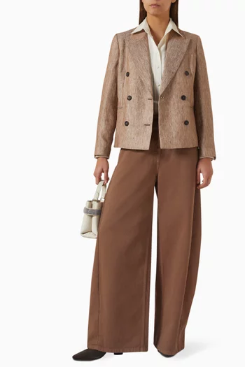 Double-breasted Blazer in Linen Denim