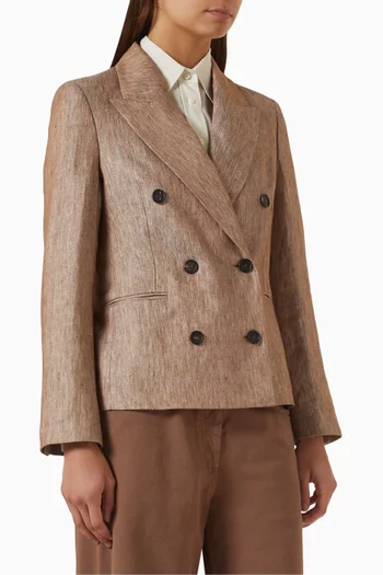Double-breasted Blazer in Linen Denim