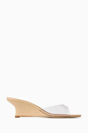 Brigitte Wedge 60 Mules in PVC & Leather