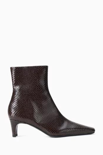 Wally 55 Ankle Boots in Snake-embossed Leather